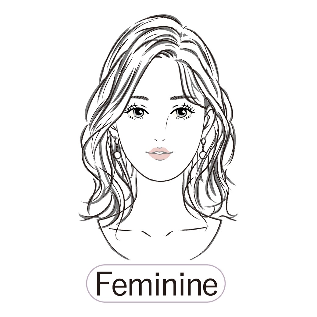 フェミニンタイプの顔立ちのイラスト